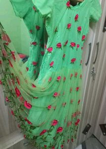 Green Floral Embroidered gown
