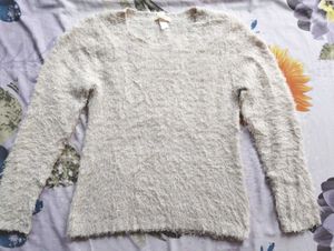 White Fuzzy Women's Sweater