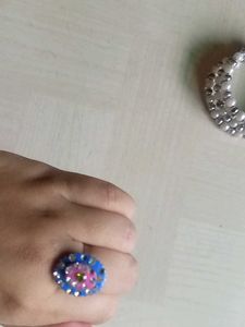 Pearl  Ring, And Flower 🌺 Pear  Ring Pack Of 2