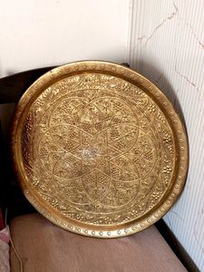 ANTIQUE BRASS PLATTER OR PLATE 1920s