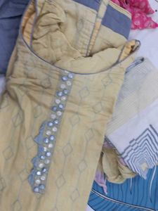 Pink Printed Plazo Suit &amp; Yellow Grey  Combo