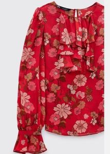 Zara Floral Ruffle Blouse
