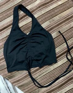 URBANIC Black Backless Tie Up Top