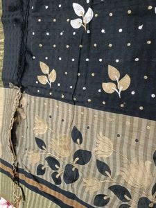 Elegant Black & Gold Saree