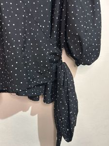 Chic Polka Dot Wrap Top