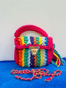 Rainbow Knit Handbag