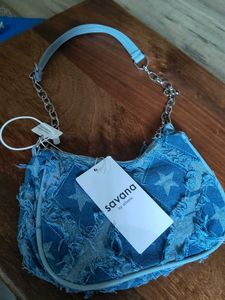 Savana Denim Star Shoulder Bag