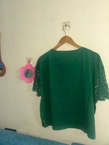 Green Lace Sleeve Top