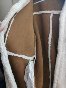 Beige Hooded Teddy Coat- Zipper missing