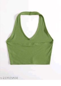 Lime Green Backless Halter Neck Top