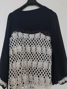 Black & Cream Lace Blouse