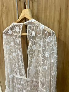 White Lace Kimono with Fringe
