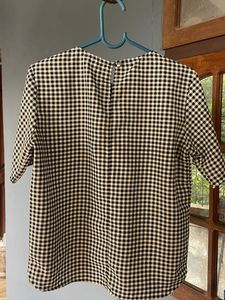 Checkered Embroidered Top