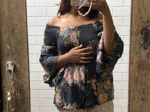 Off Shoulder Bell Sleeves Floral Top