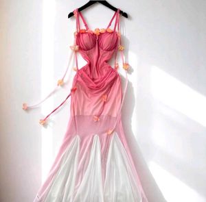 Pink Floral Embellished Dress