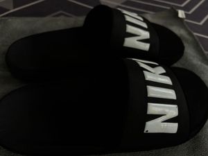 Nike Black &amp; White Logo Flip Flops/ sliders