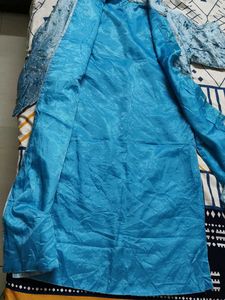 Women Blue Silk Embellished Ethnic Jacket
