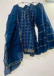 Elegant Blue Embroidered Kurta Set totally new