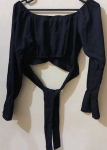 Chic Black Tie-Waist Top