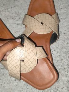 Beige Braided Slides