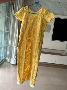 Reduced  price Yellow Chickenkari Kurta