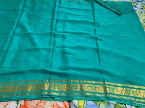 Elegant Teal &amp; Gold Saree