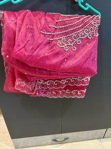 saree with unstitched blouse material