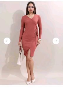 Peach Colour Bodycon Dress