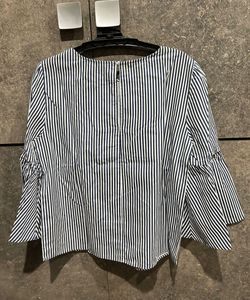 Zara Striped Pearl Embellished Top XS