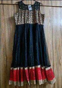Festive Black Sleeveless Anarkali
