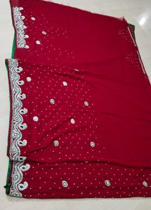 New Handwork Sari Combo With Readymade Blouse