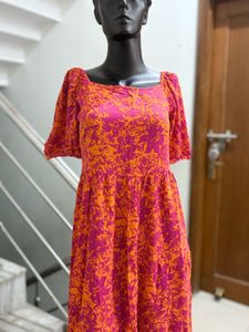 Pretty Square Neck Midi Dress