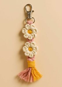 Daisy Macrame Keychain