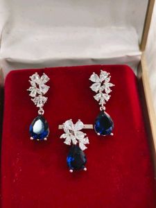 Sapphire Blue 925 Sterling Silver Jewelry Set