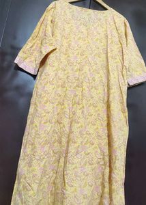 Light Yellow Printed Kurta Plazo Set For 44 Bust