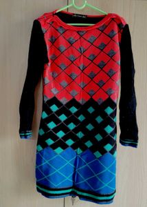 Funky Argyle Knit Mini Dress