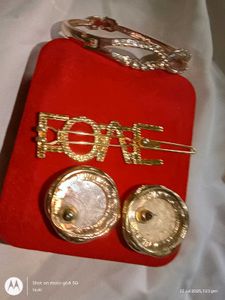 gold earrings hair clip bracelet combo of 3