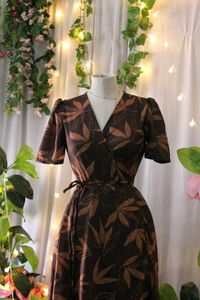 Leaf Print Wrap Dress