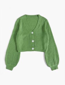 Green Cropped Cardigan