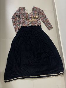 Elegant Black Velvet Embroidered Dress
