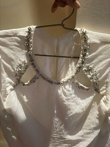 Elegant Embellished White Top