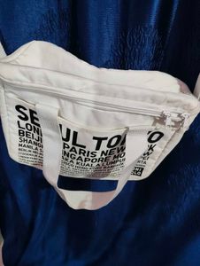 Uniqlo White Graphic Print Tote Bag