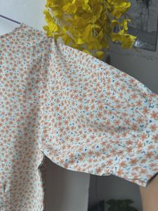 Orange Floral Print Top