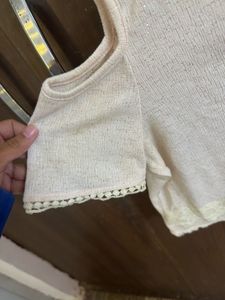 Cute Beige Cold Shoulder Top