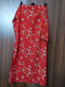 Floral Print Red Dress
