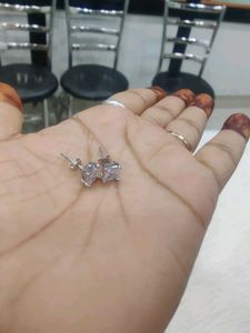 925 Sparkling Square Stud Earrings Wth Hallmark