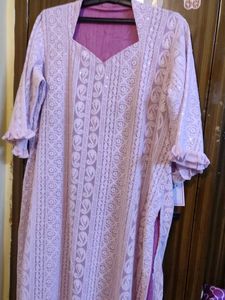 Elegant Lavender Chikankari Kurta