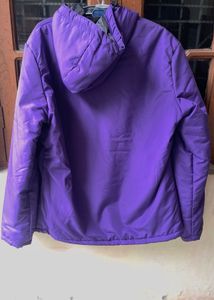 DeFacto Men Purple Solid Hooded Padded Jacket