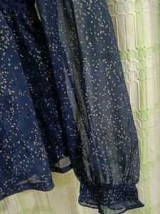 Navy Sheer Blouse