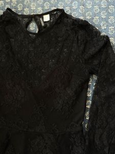 Elegant Black Lace Skater Dress